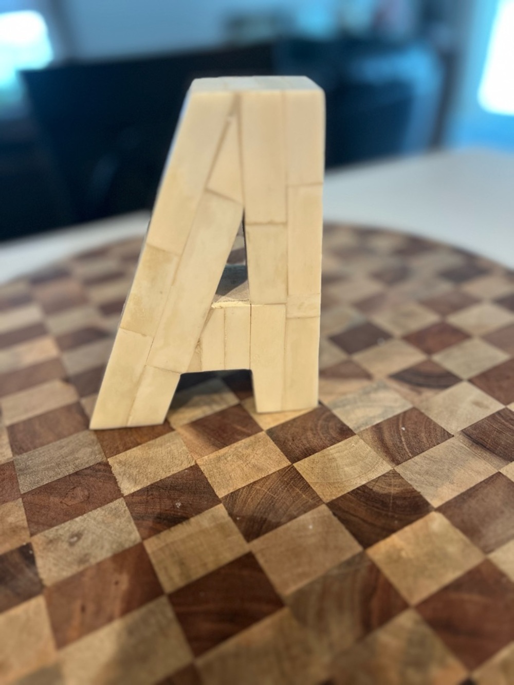 Decorative Letter A Accent - Cream Block Tile